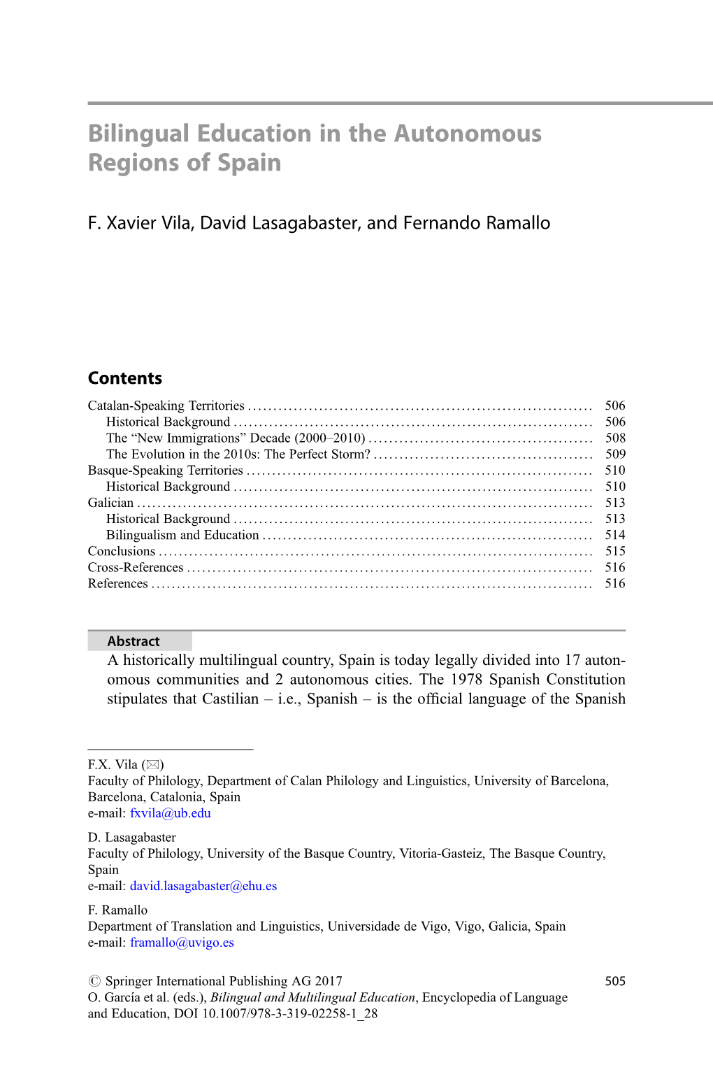 Bilingual Education in the Autonomous Regions of Spain