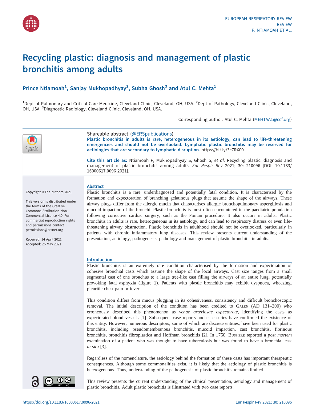 Diagnosis and Management of Plastic Bronchitis Among Adults