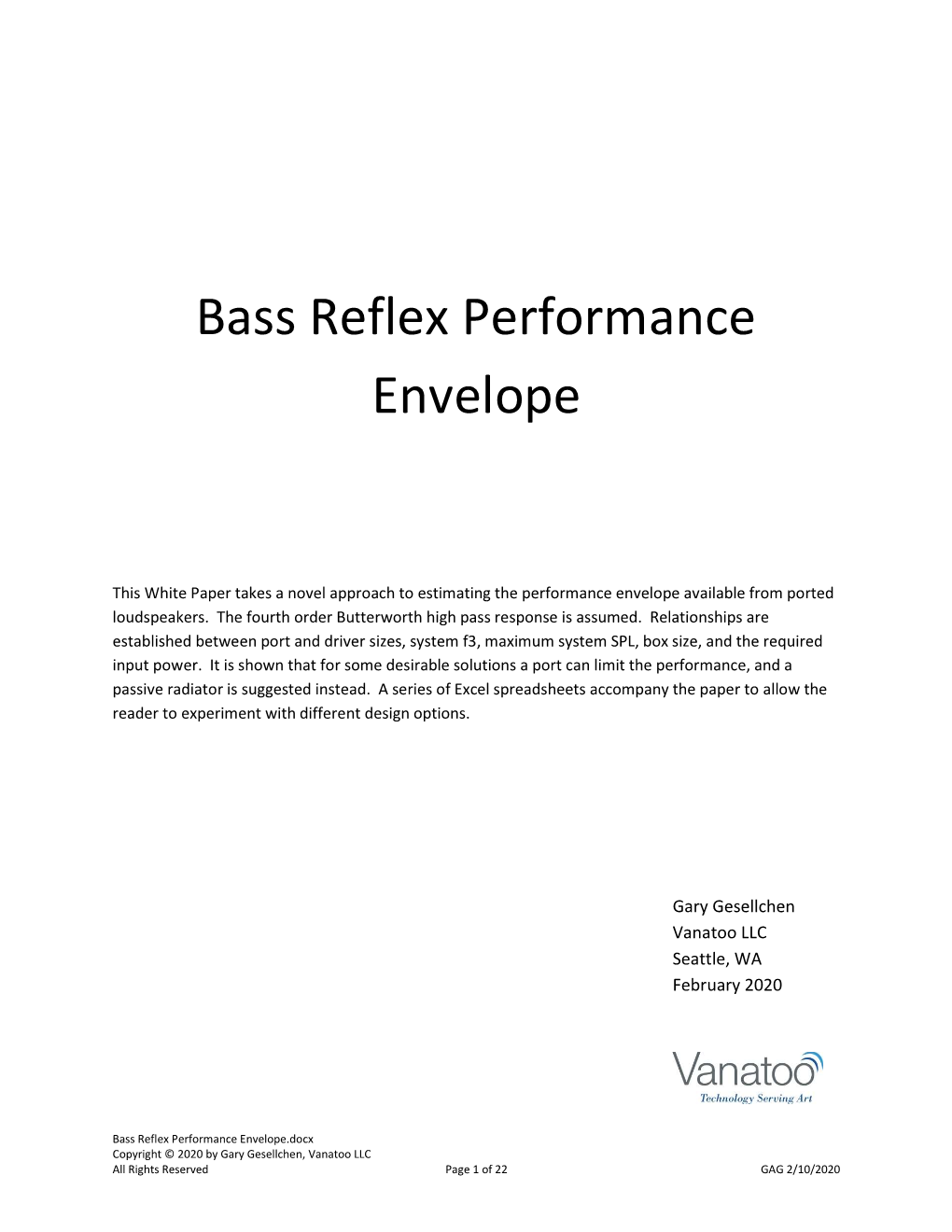 Bass Reflex Performance Envelope