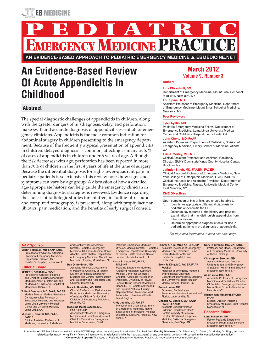 An Evidence-Based Review of Acute Appendicitis in Childhood
