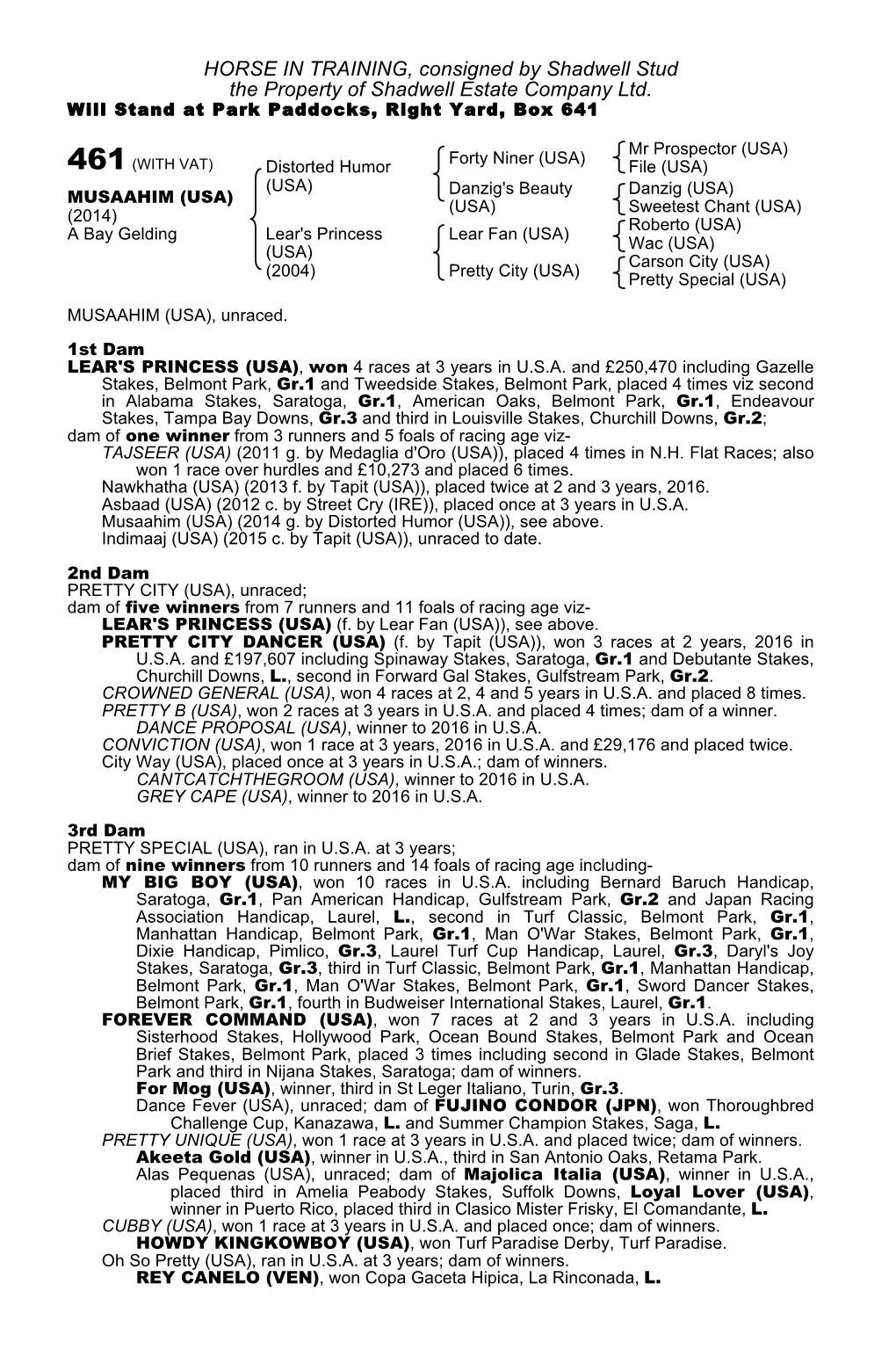 HORSE in TRAINING, Consigned by Shadwell Stud the Property of Shadwell Estate Company Ltd