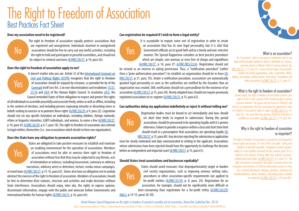 The Right to Freedom of Association