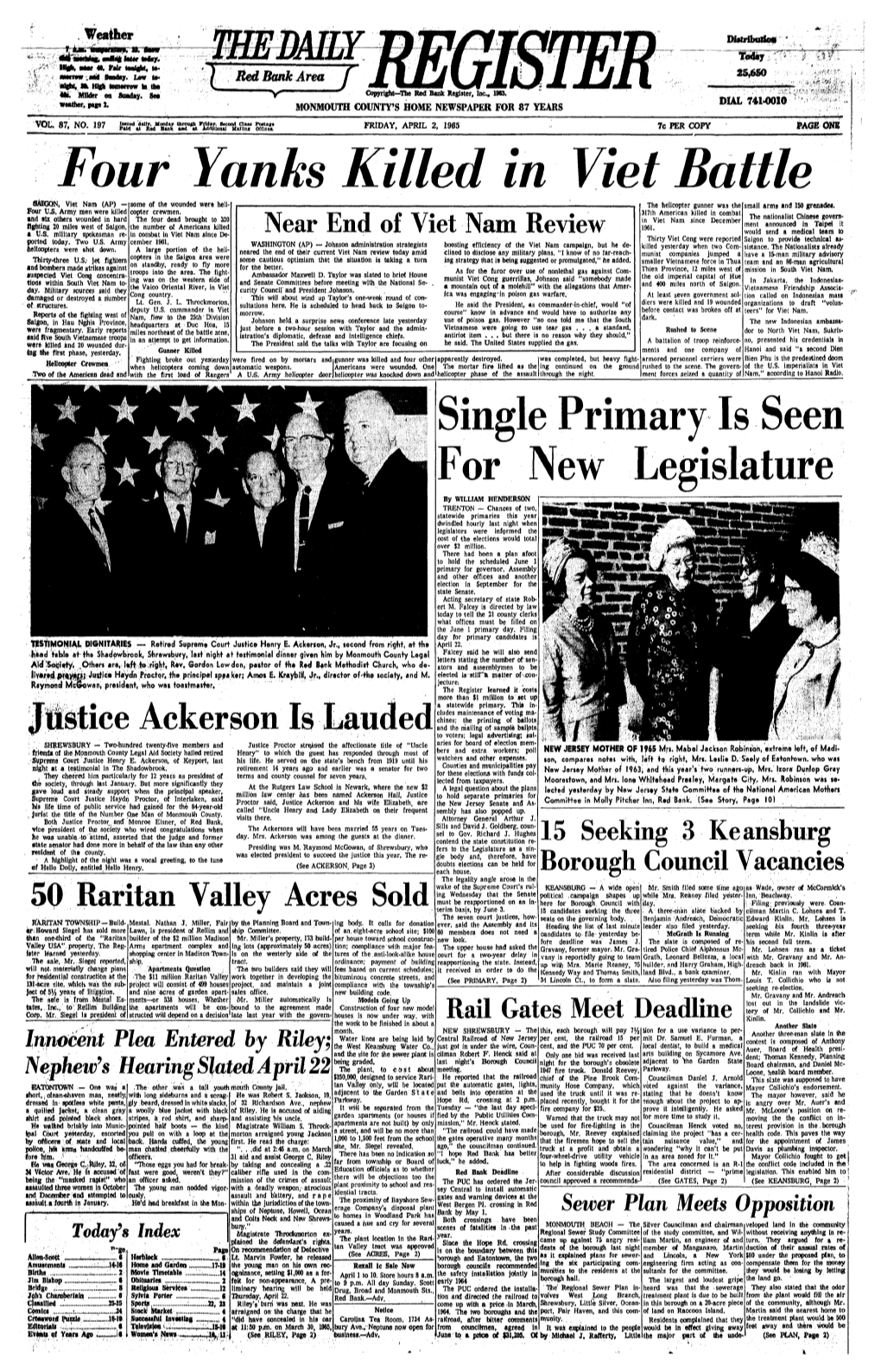 Four Yanks Killed in Viet Battle SAIGQN, Viet Nam (AP) —Some of the Wounded Were Heli- the Helicopter Gunner Was the Small Arms and ISO Grenade*