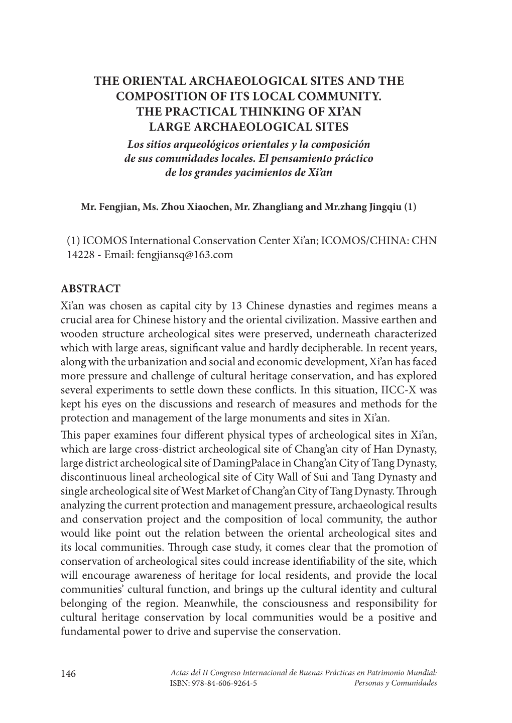 The Oriental Archaeological Sites and the Composition of Its Local Community