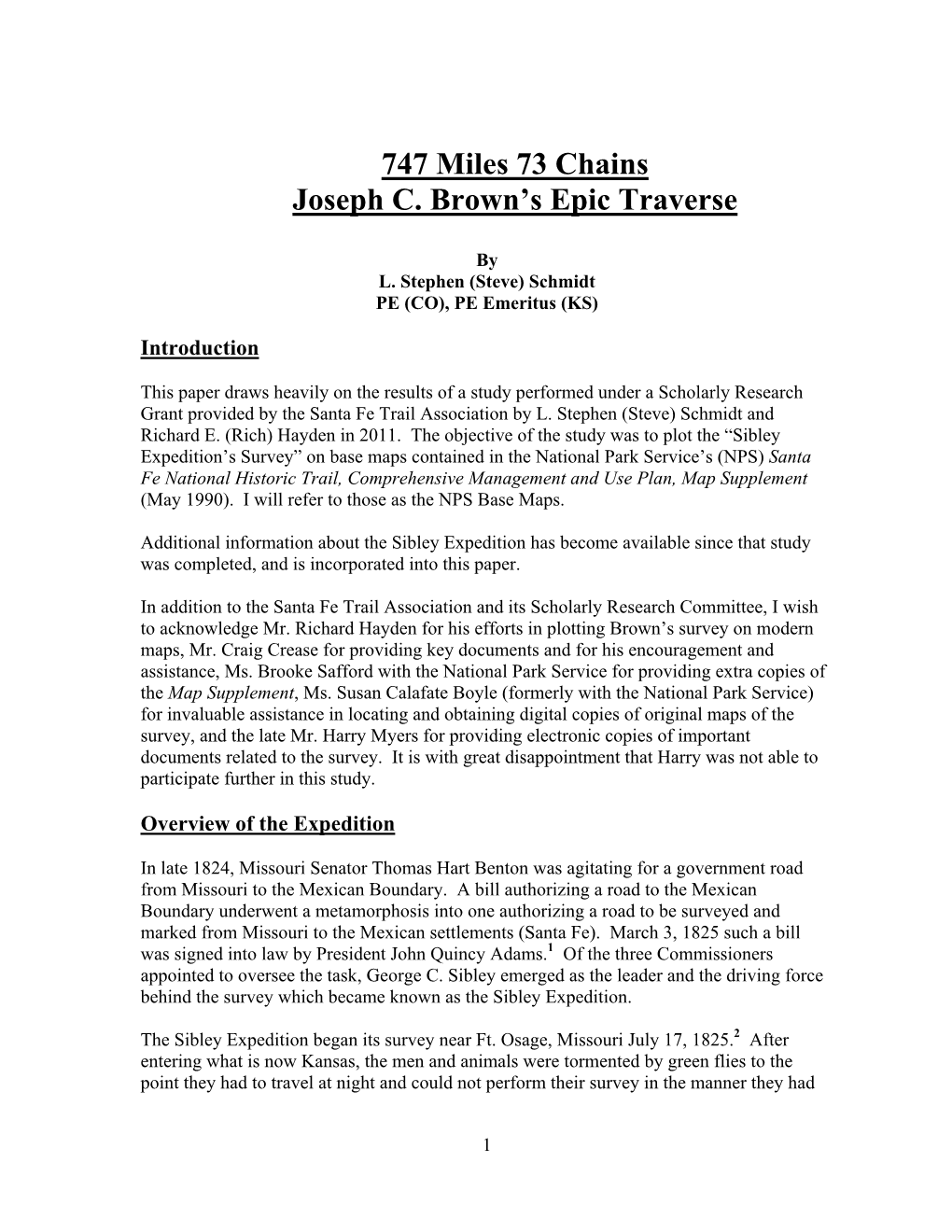 747 Miles 73 Chains Joseph C. Brown's Epic Traverse