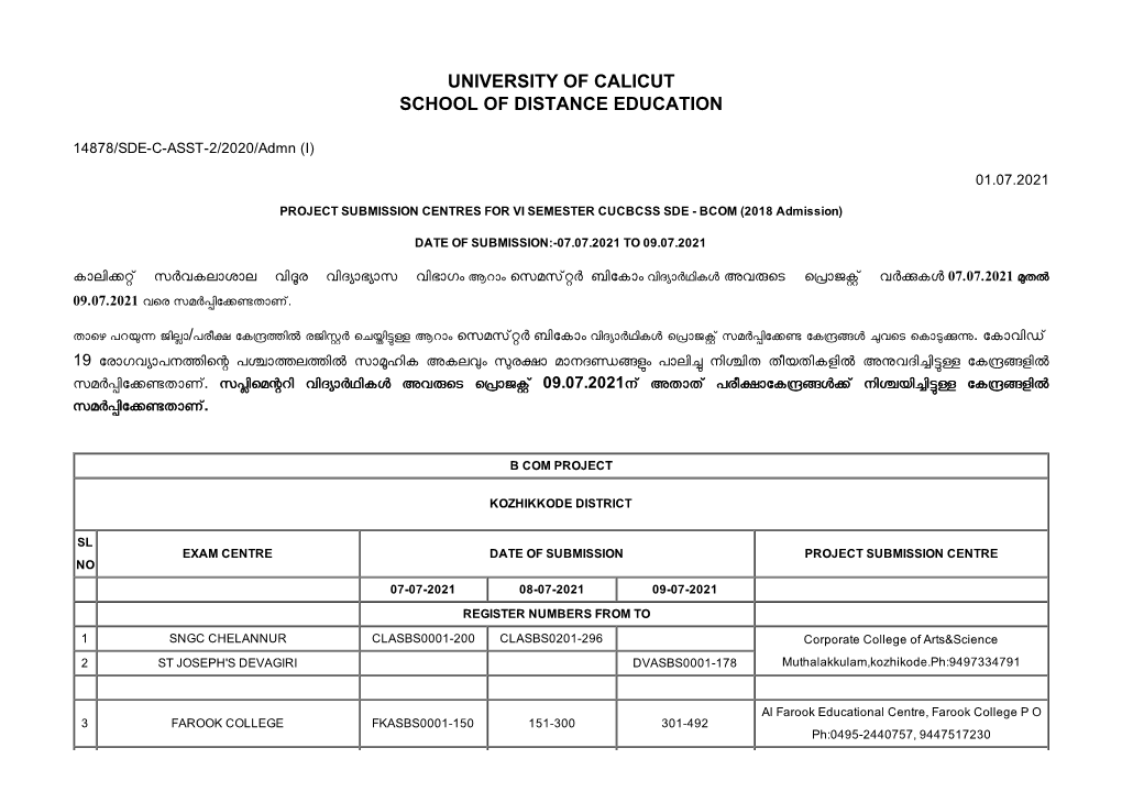 University of Calicut School of Distance Education