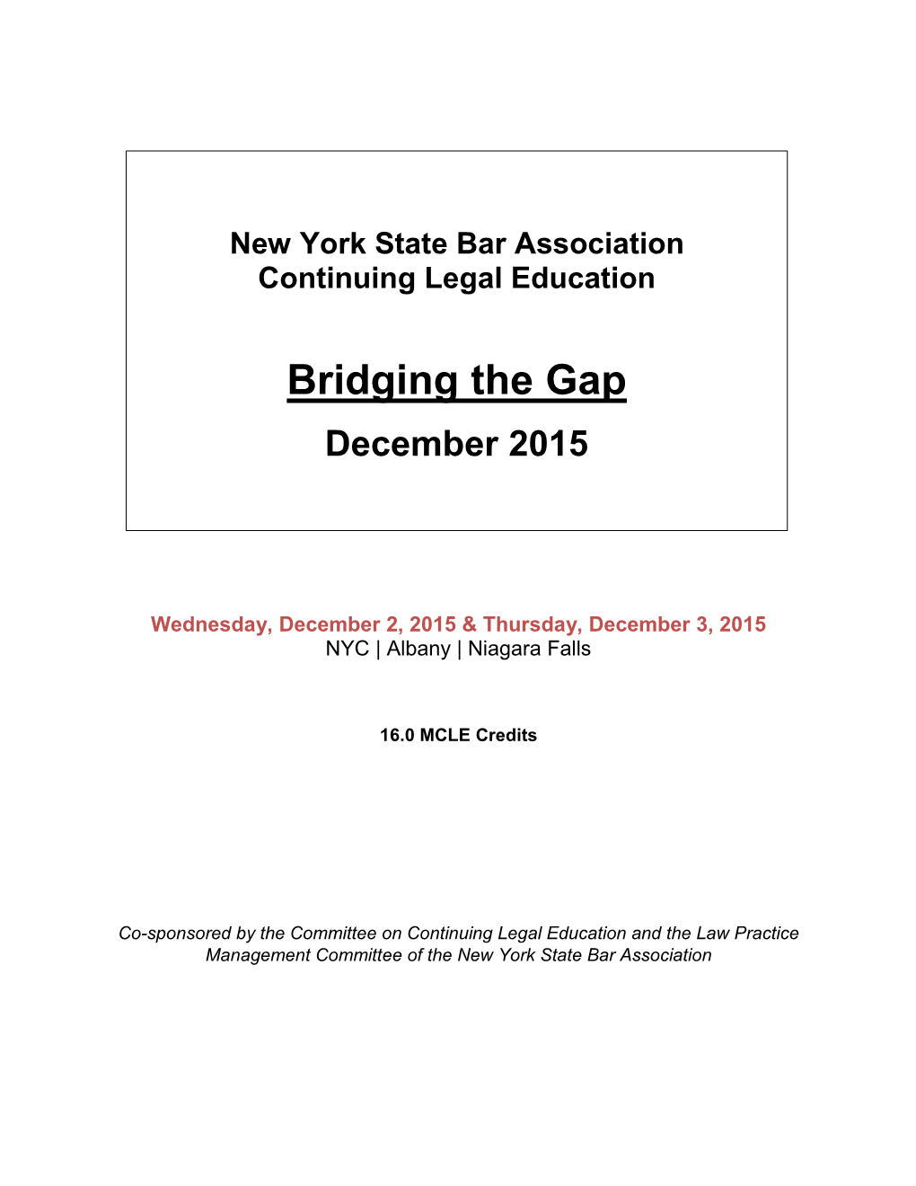 Bridging the Gap December 2015