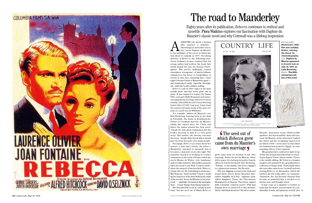 The Road to Manderley Eighty Years After Its Publication, Rebecca Continues to Enthral and Unsettle