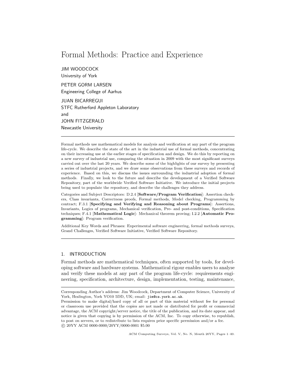 Formal Methods: Practice and Experience