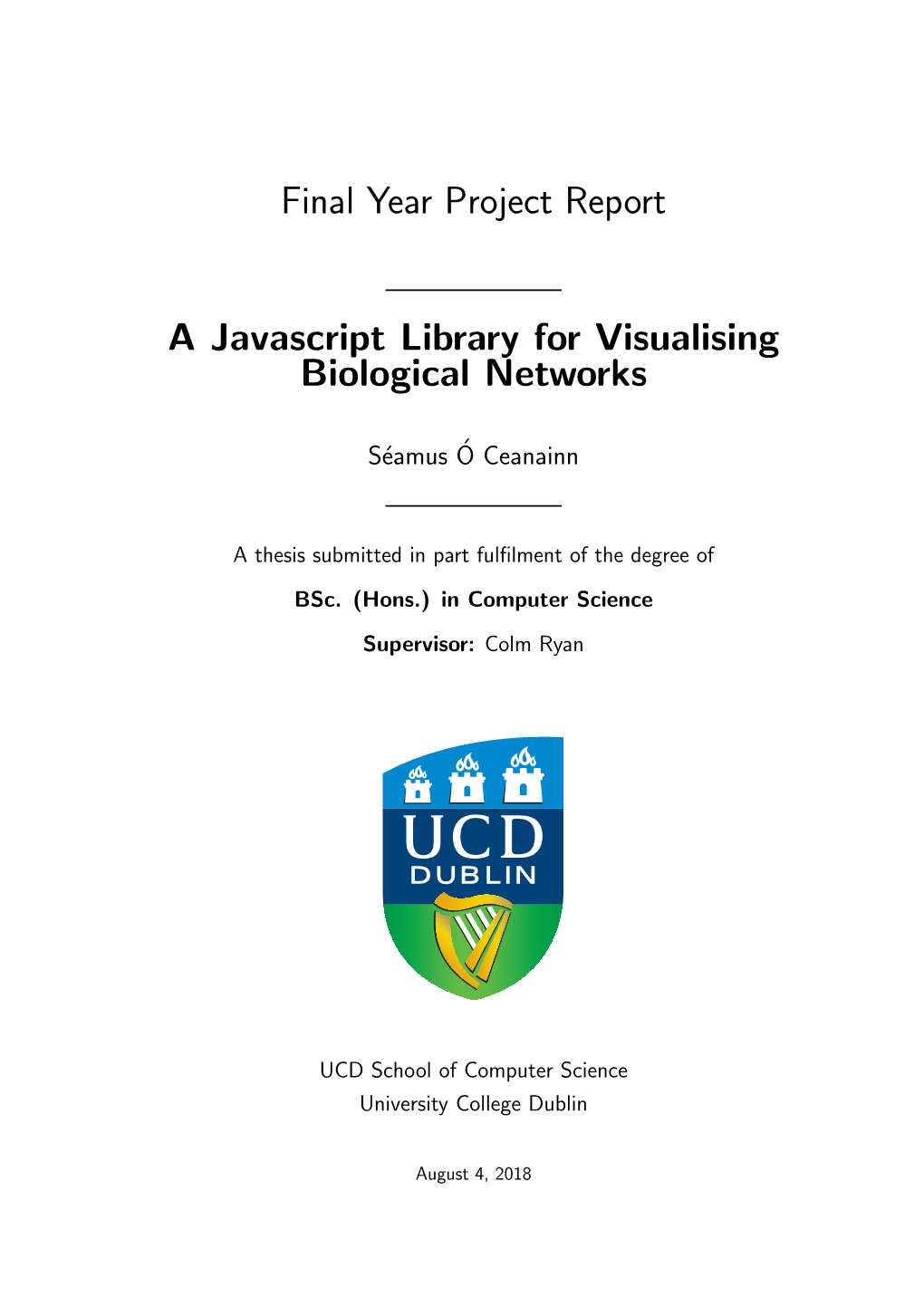 Final Year Project Report a Javascript Library for Visualising Biological