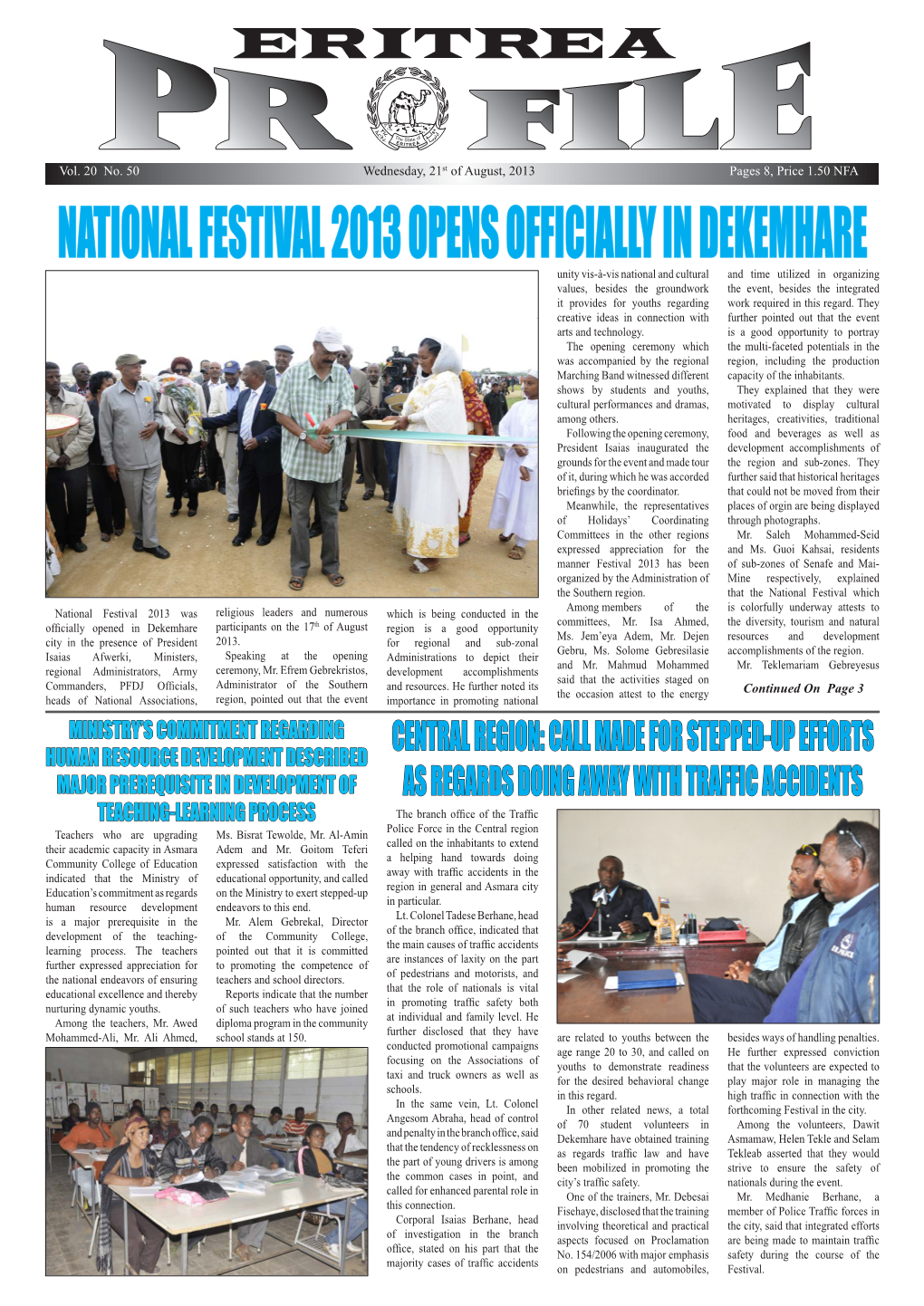 National Festival 2013 Opens Officially in Dekemhare