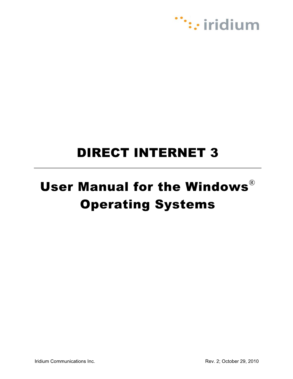 DIRECT INTERNET 3 User Manual for the Windows® Operating Systems