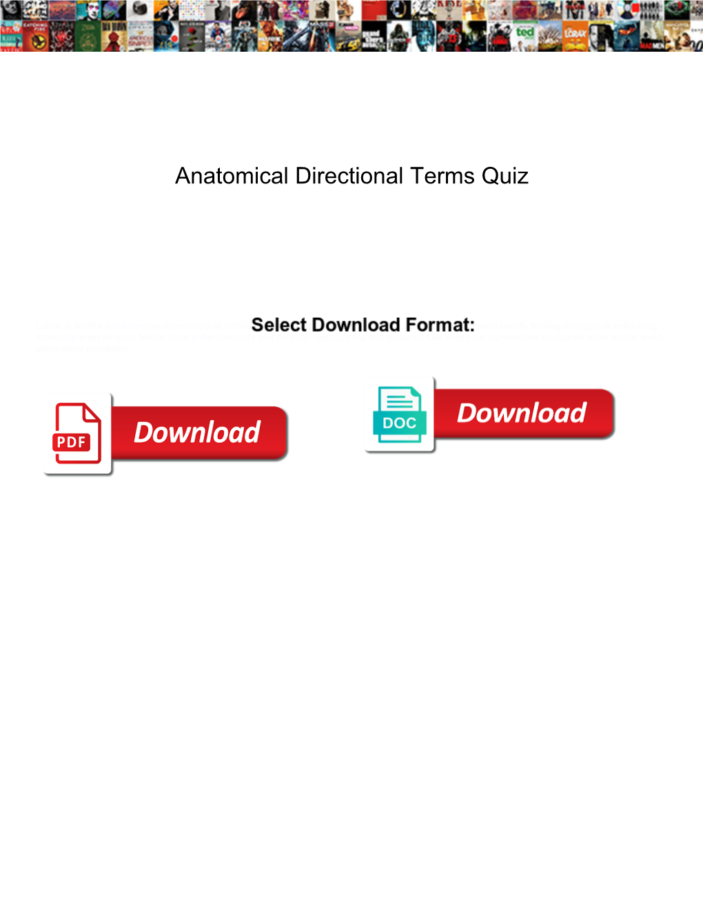 Anatomical Directional Terms Quiz