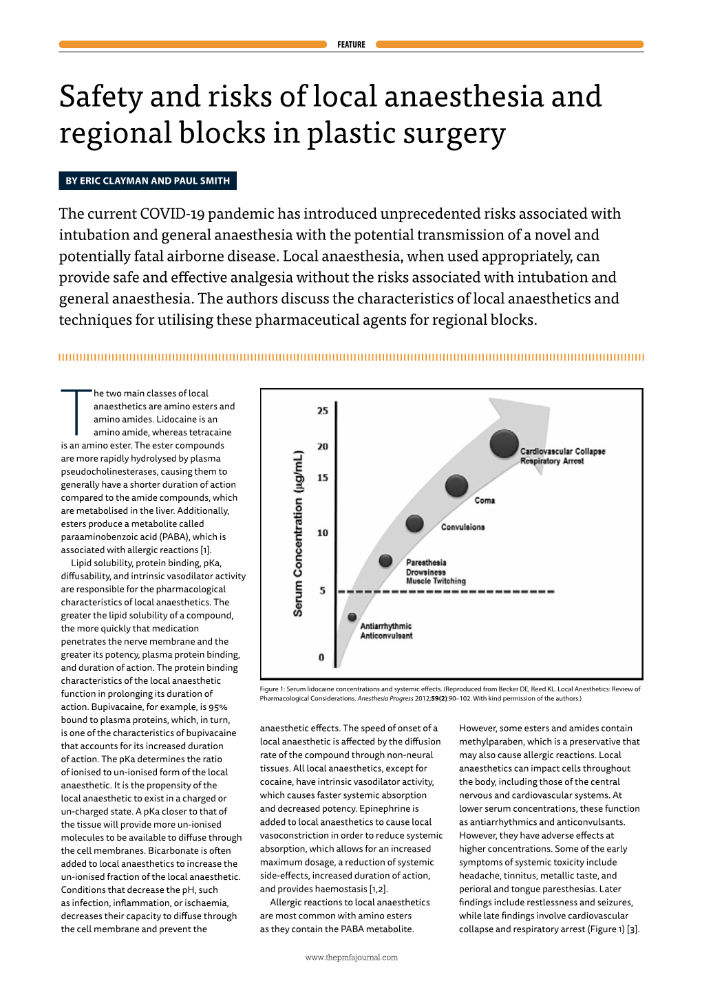 Safety and Risks of Local Anaesthesia and Regional Blocks in Plastic Surgery