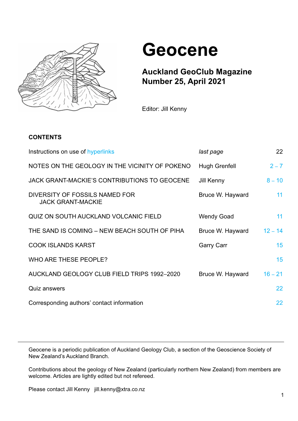 Geocene Auckland Geoclub Magazine Number 25, April 2021