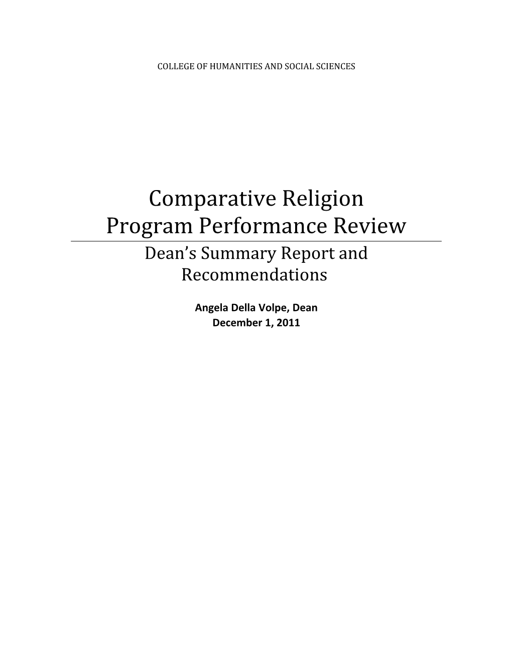 Afro-Ethnic Program Performance Review