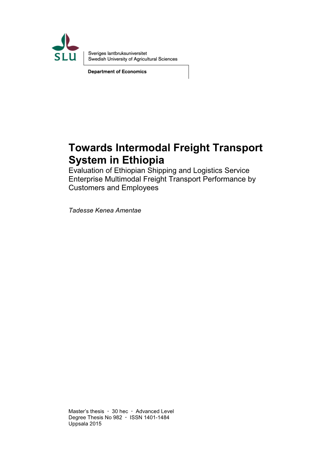 Towards Intermodal Freight Transport System in Ethiopia