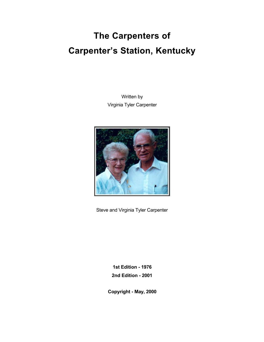 The Carpenters of Carpenter's Station, Kentucky