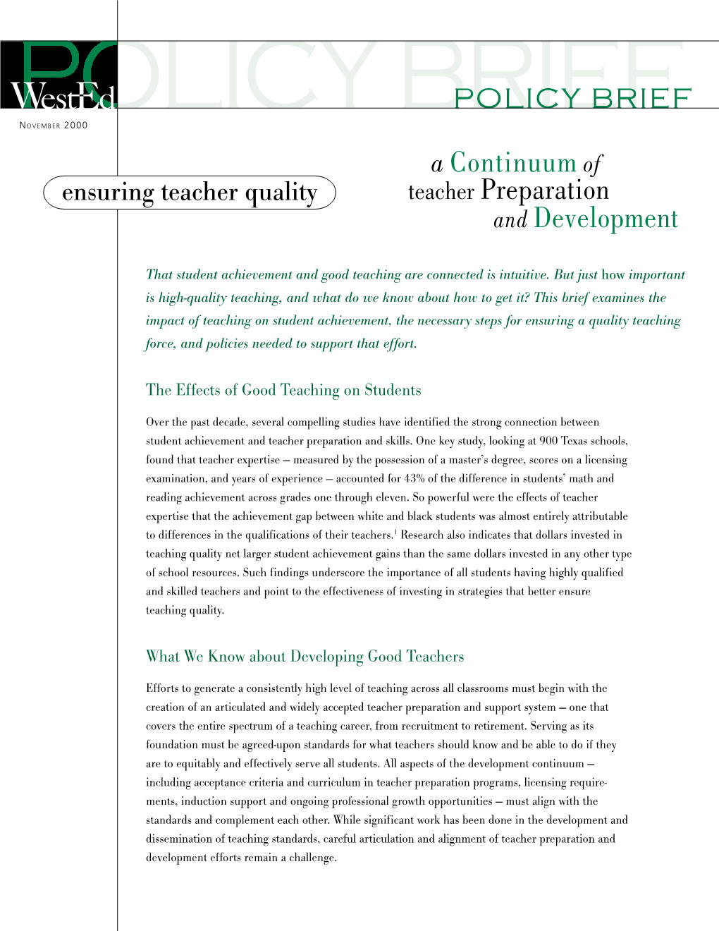 Ensuring Teacher Quality