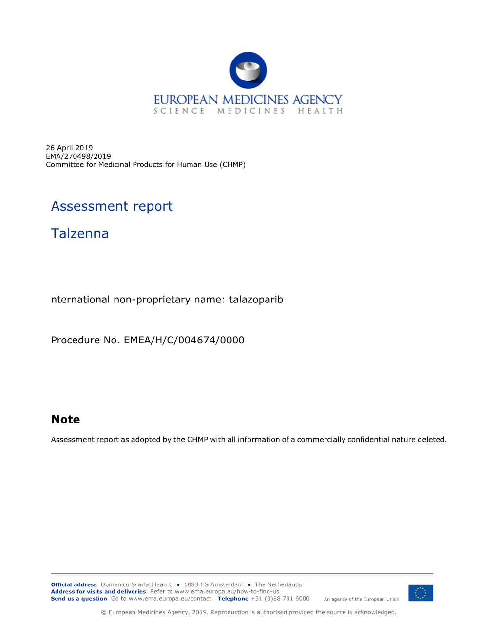 Assessment Report Talzenna