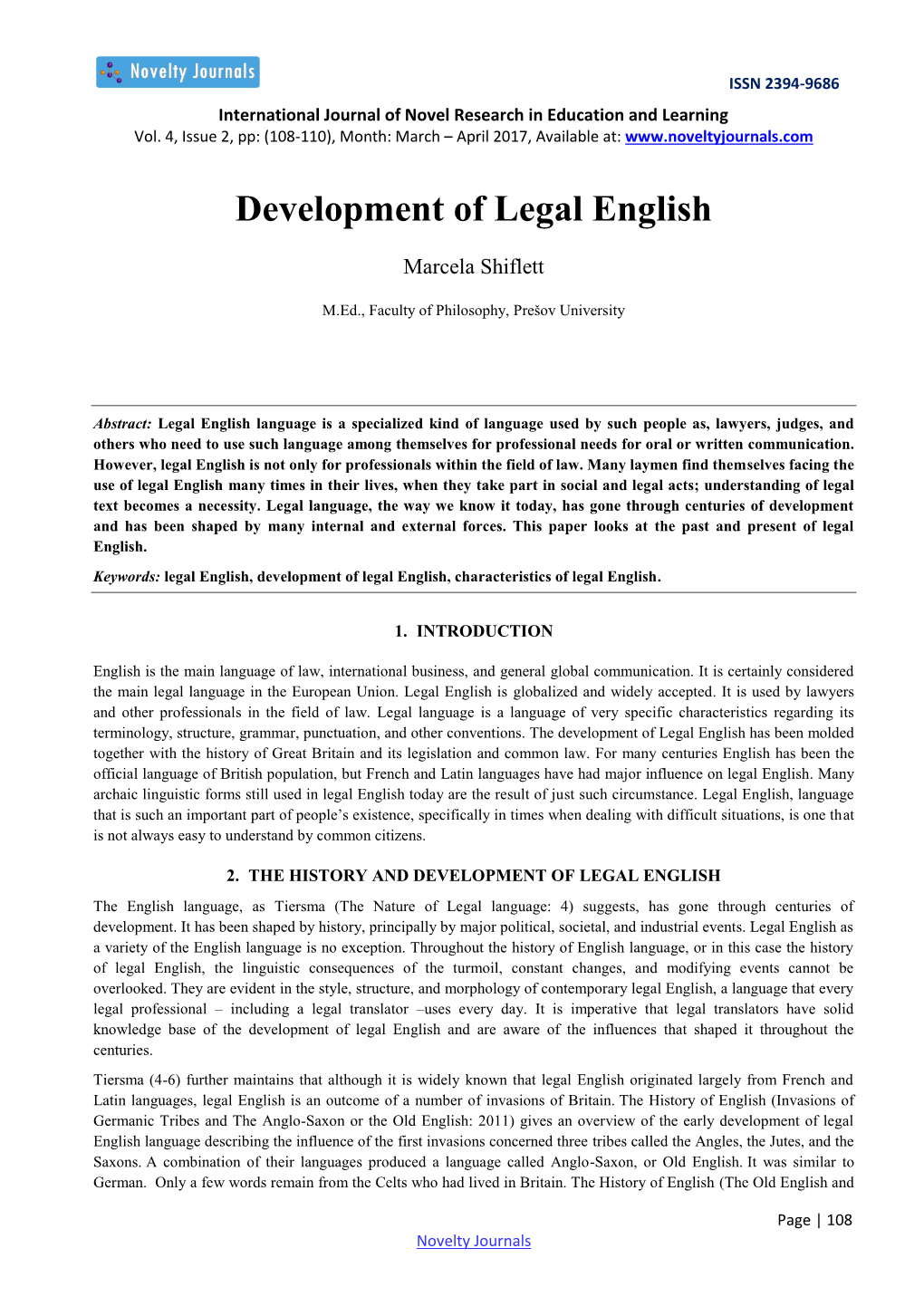 Development of Legal English