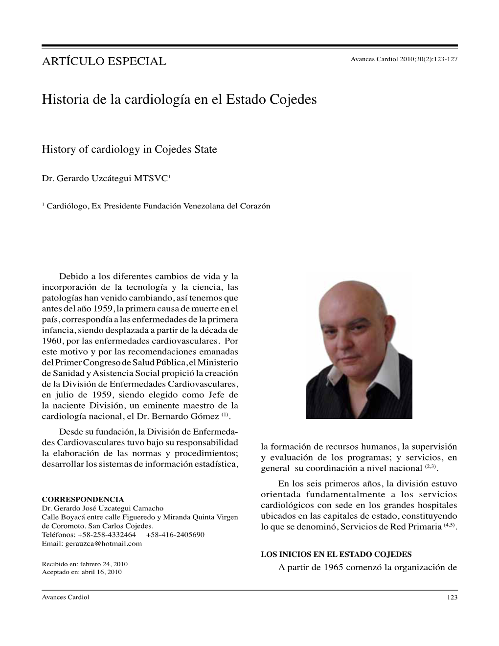 Historia De La Cardiología En El Estado Cojedes