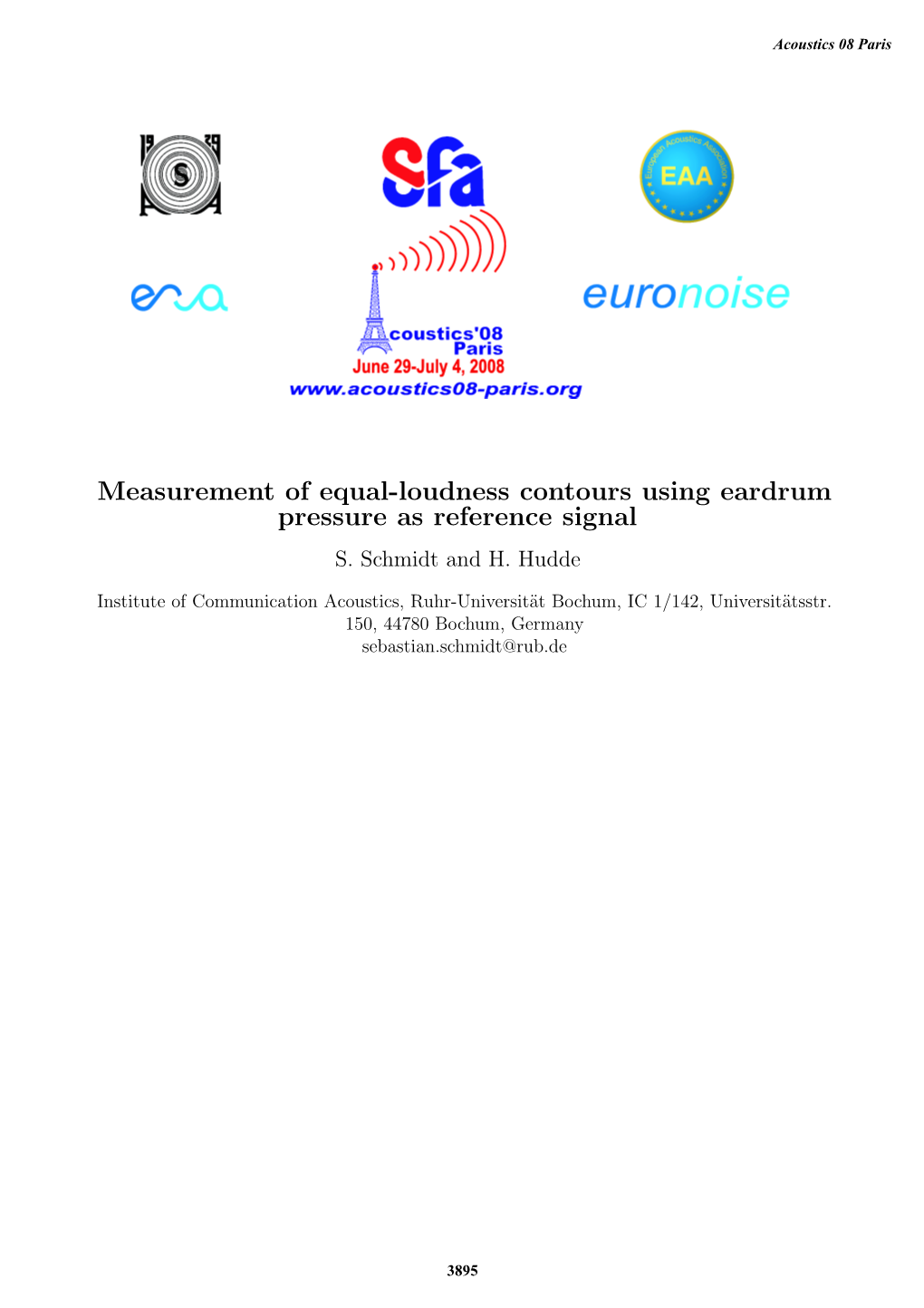 Measurement of Equal-Loudness Contours Using Eardrum Pressure As Reference Signal S