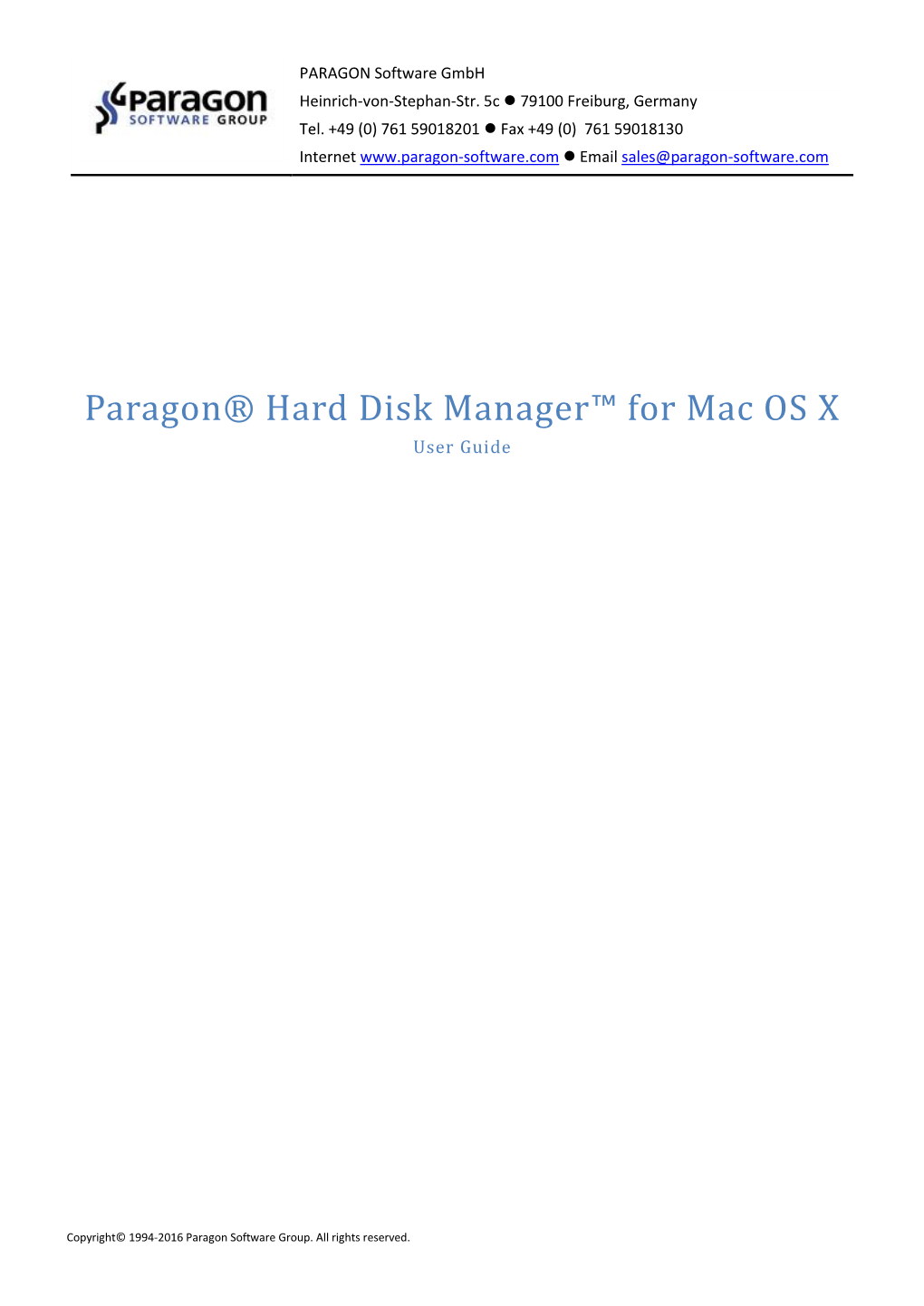 Paragon® Hard Disk Manager™ for Mac OS X User Guide