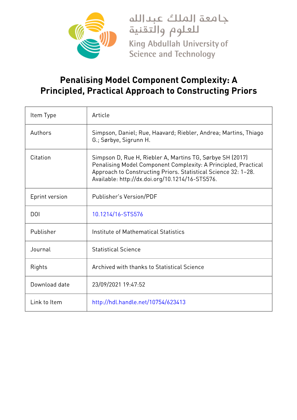 Penalising Model Component Complexity: a Principled, Practical Approach to Constructing Priors