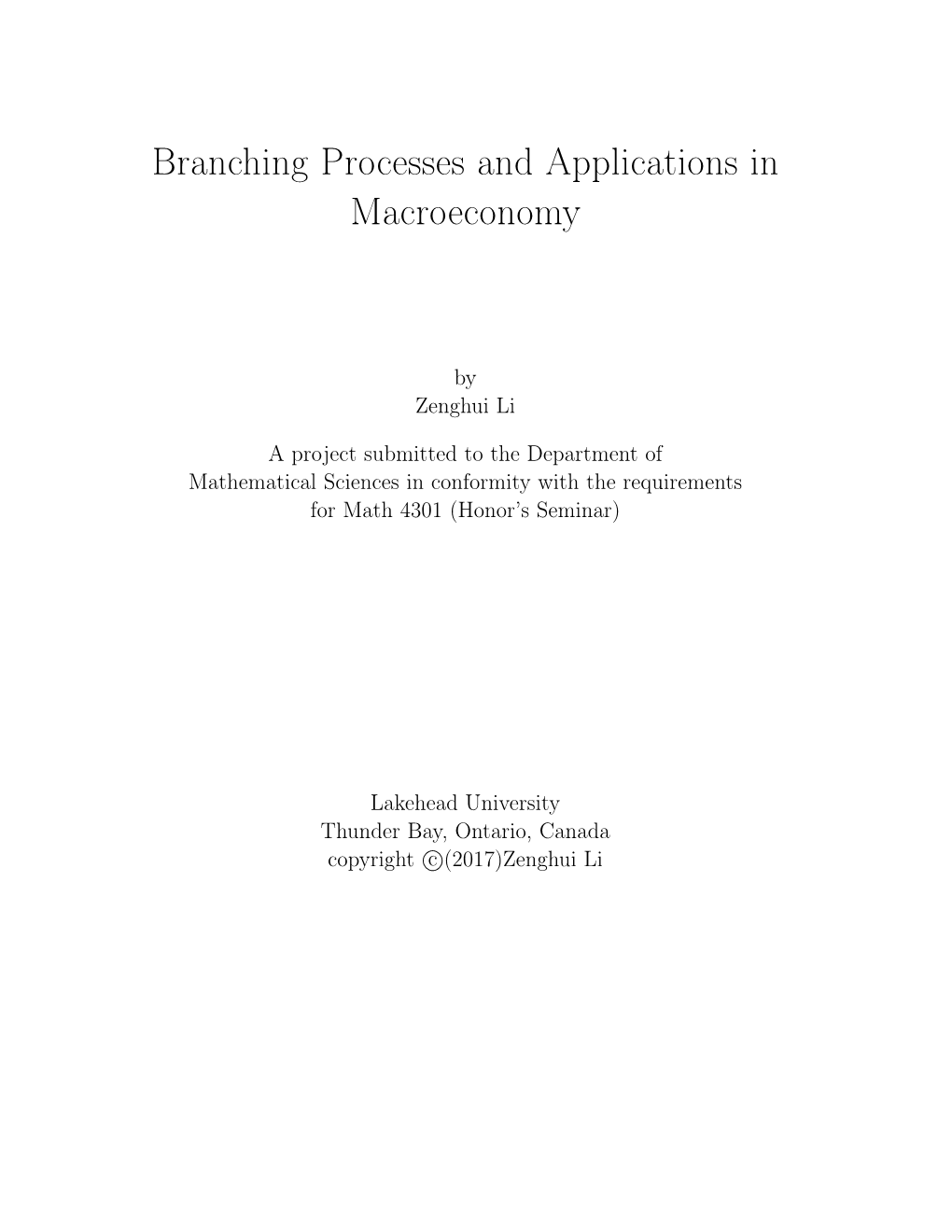 Branching Processes and Applications in Macroeconomy