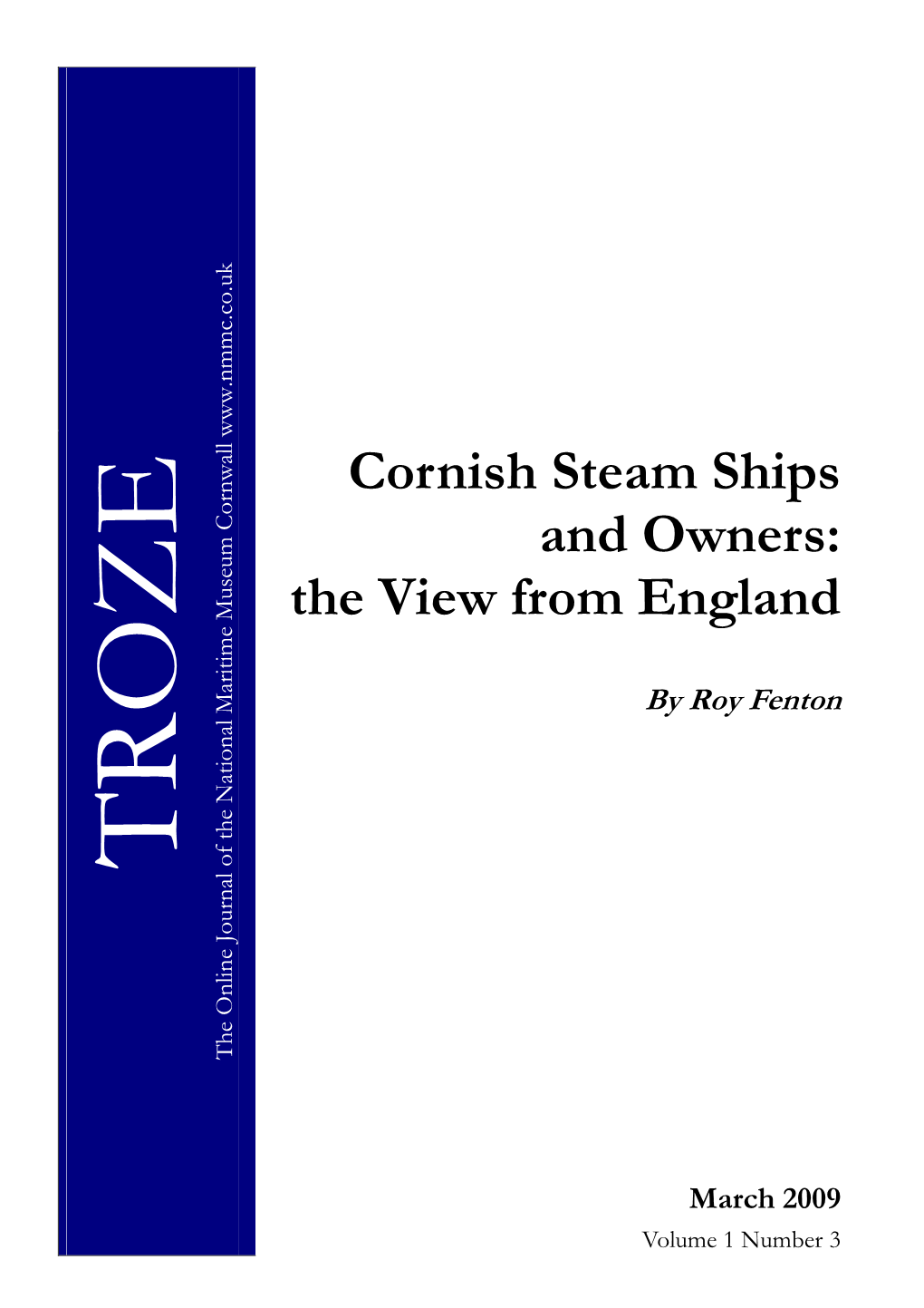 Cornish Steam Ships and Owners: the View from England