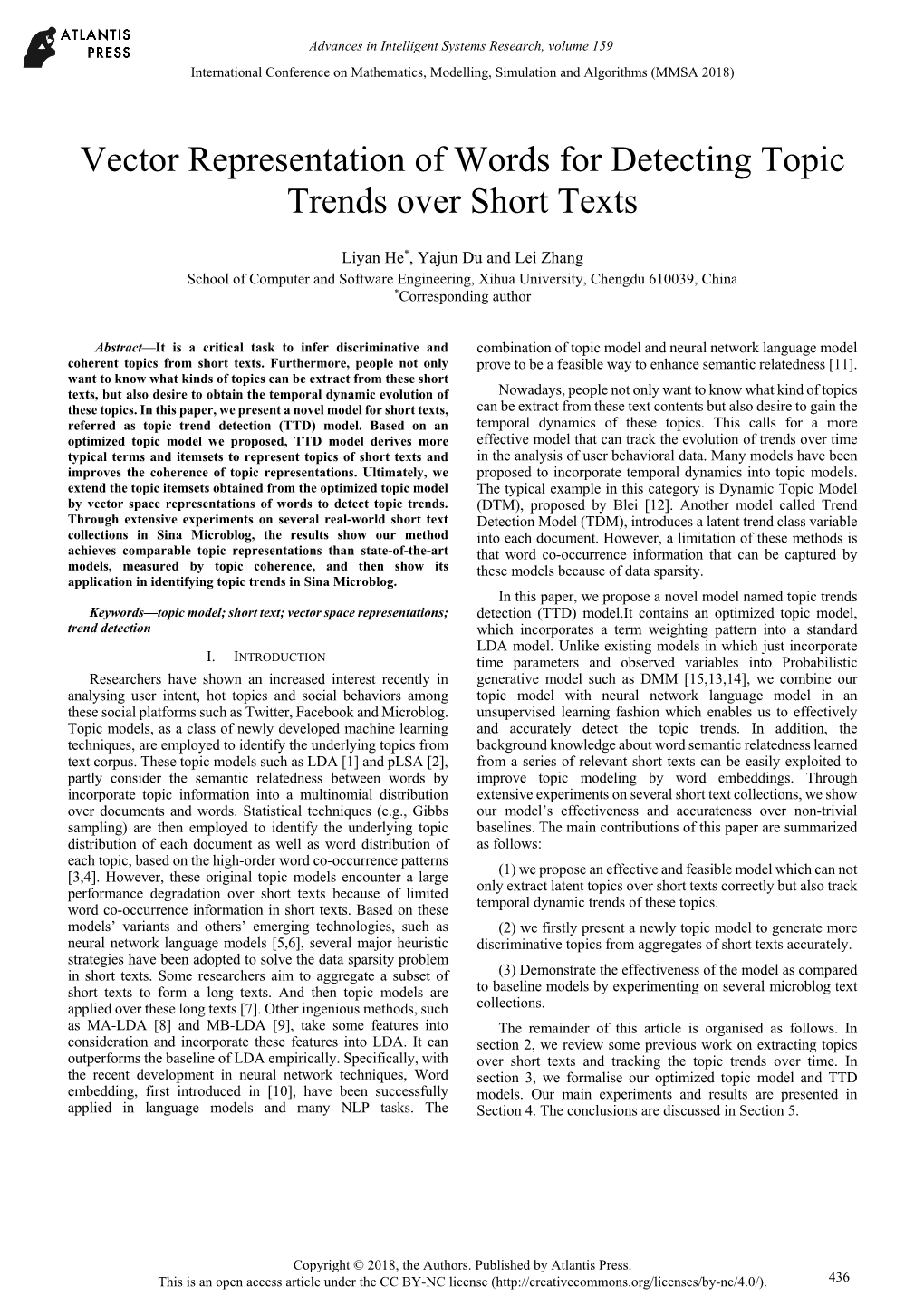 Vector Representation of Words for Detecting Topic Trends Over Short Texts