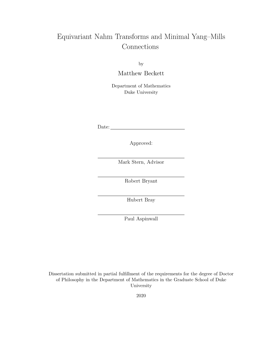 Equivariant Nahm Transforms and Minimal Yang–Mills Connections