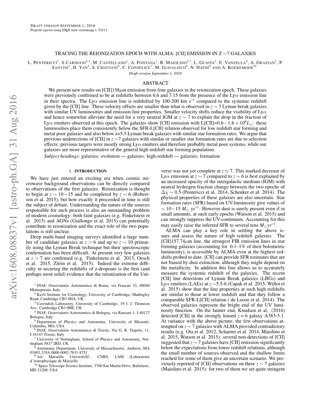 Tracing the Reionization Epoch with ALMA:[CII] Emission in Z~ 7 Galaxies