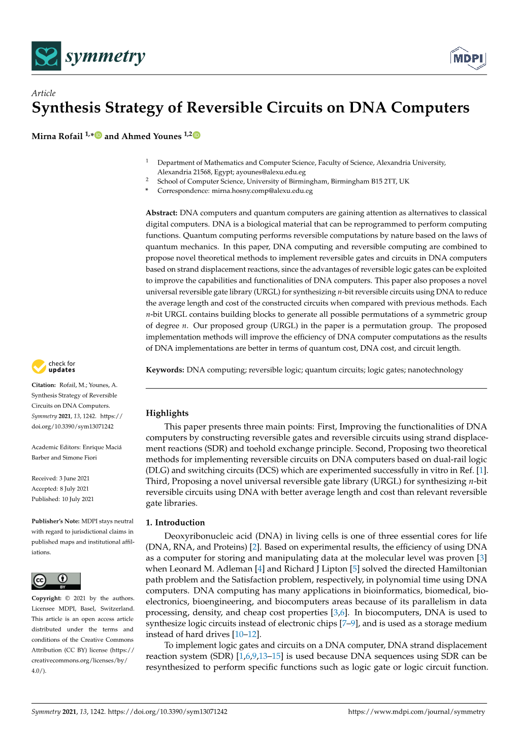 Synthesis Strategy of Reversible Circuits on DNA Computers