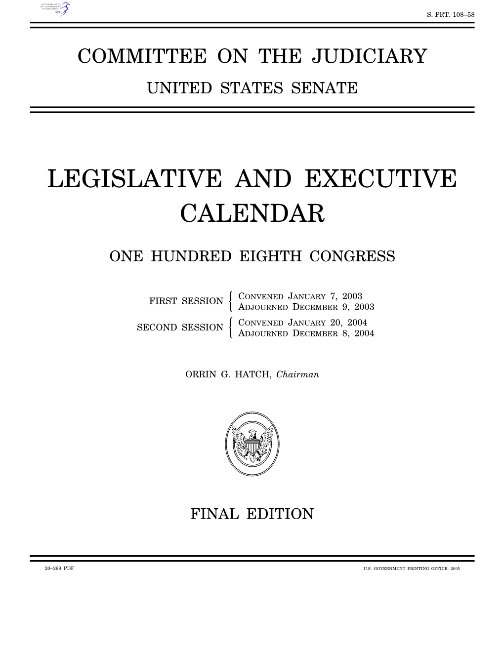 Legislative and Executive Calendar