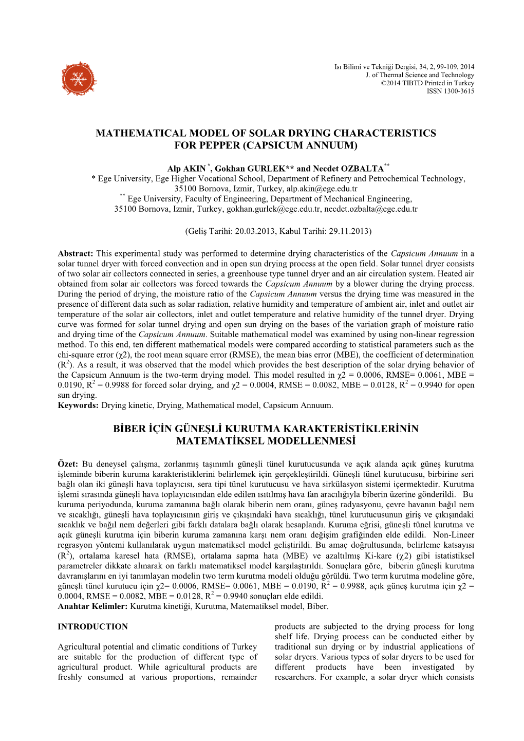 Mathematical Model of Solar Drying for Capsicum Annuum