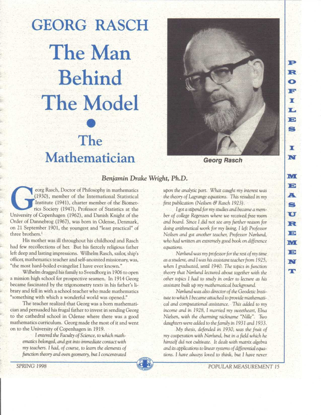 GEORG RASCH the Man Behind the Model