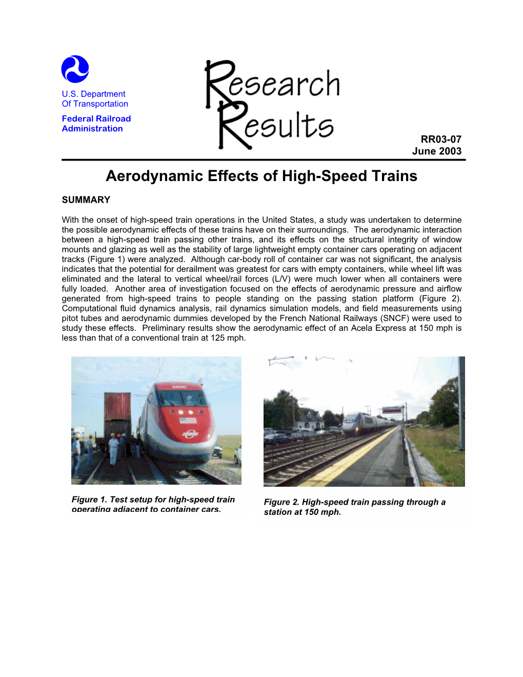 Aerodynamic Effects of High-Speed Trains