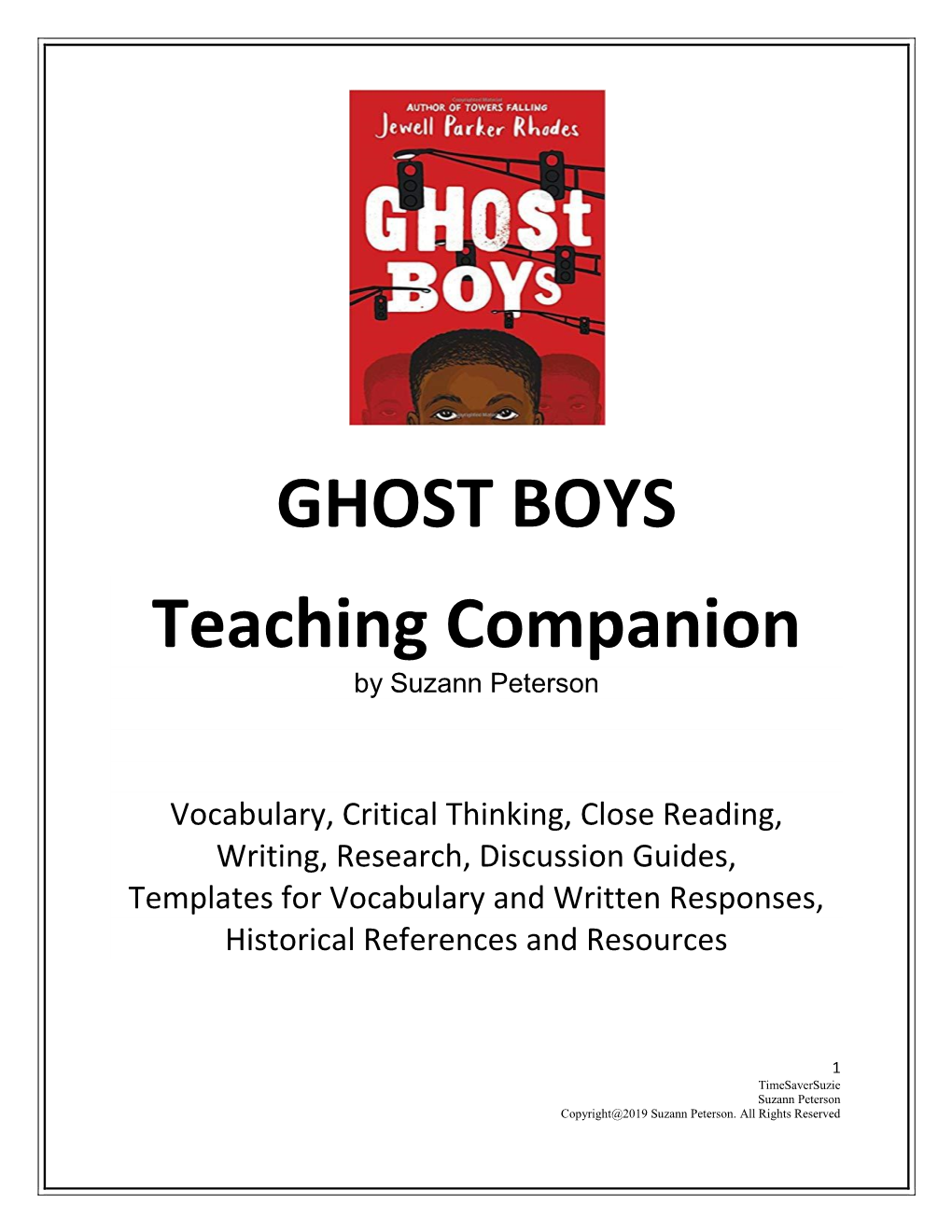 GHOST BOYS Teaching Companion by Suzann Peterson