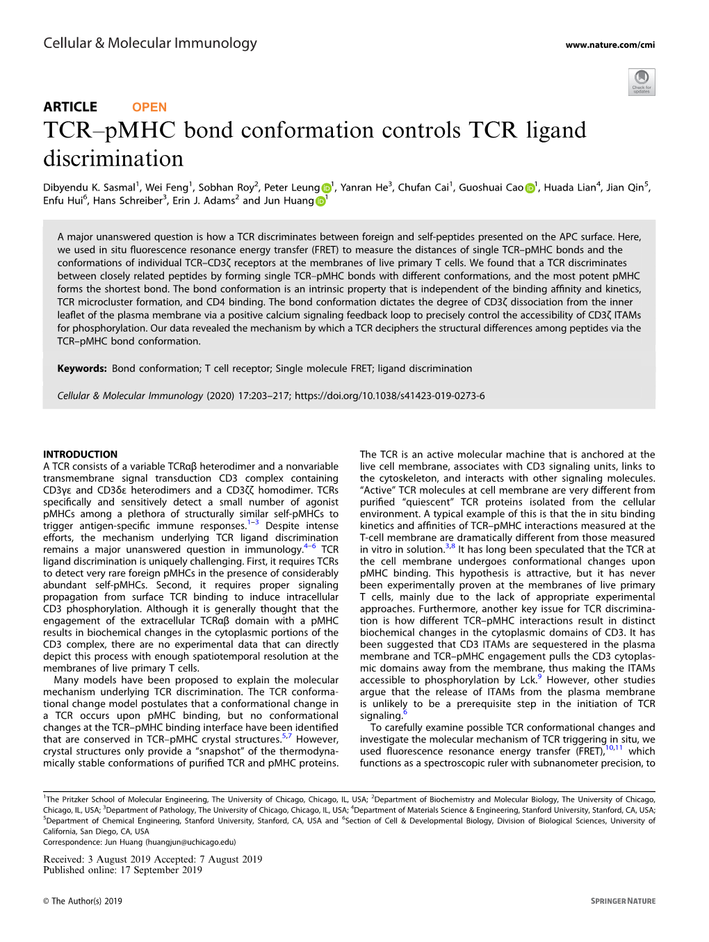 Pmhc Bond Conformation Controls TCR Ligand Discrimination