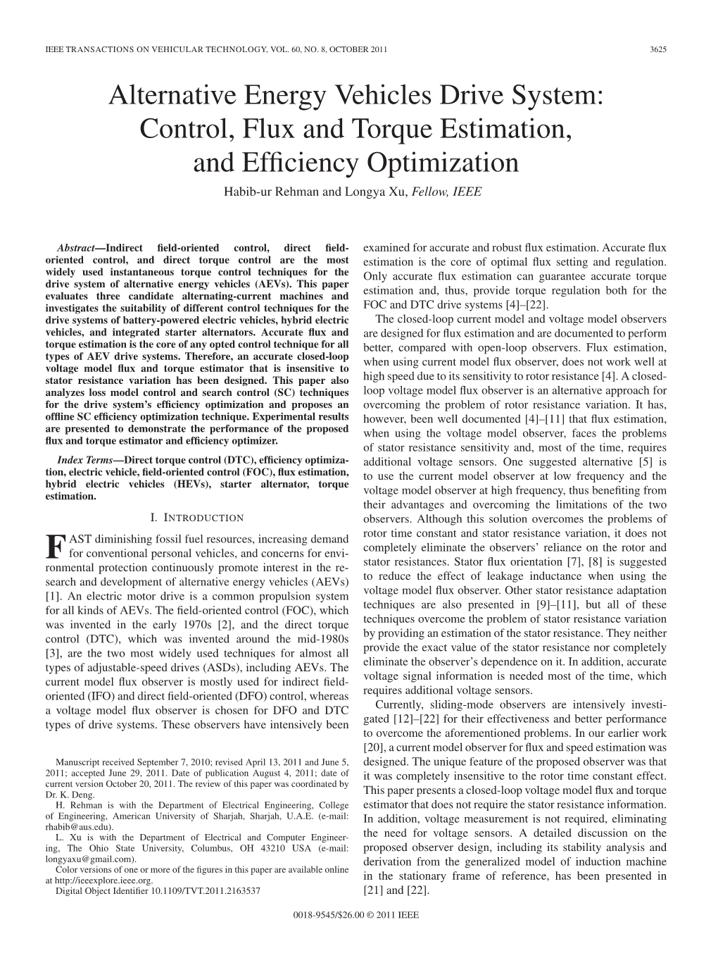 Control, Flux and Torque Estimation, and Efficiency Optimization 3627