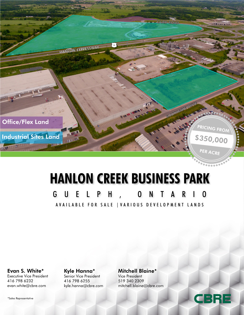 Hanlon Creek Business Park Guelph, Ontario Available for Sale |Various Development Lands