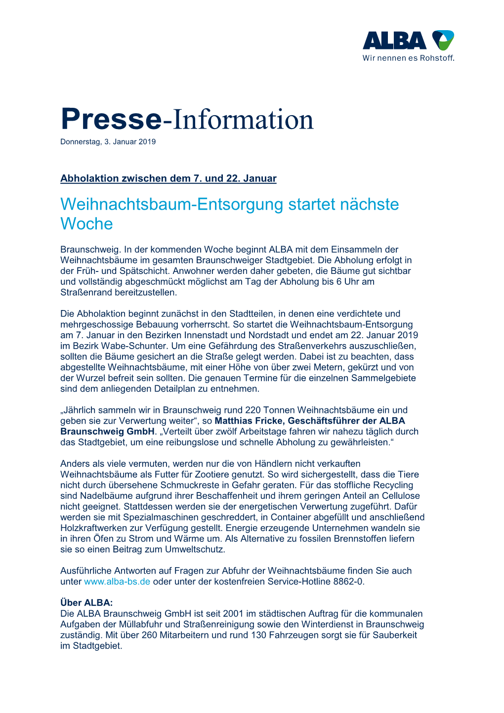 Presse-Information Donnerstag, 3