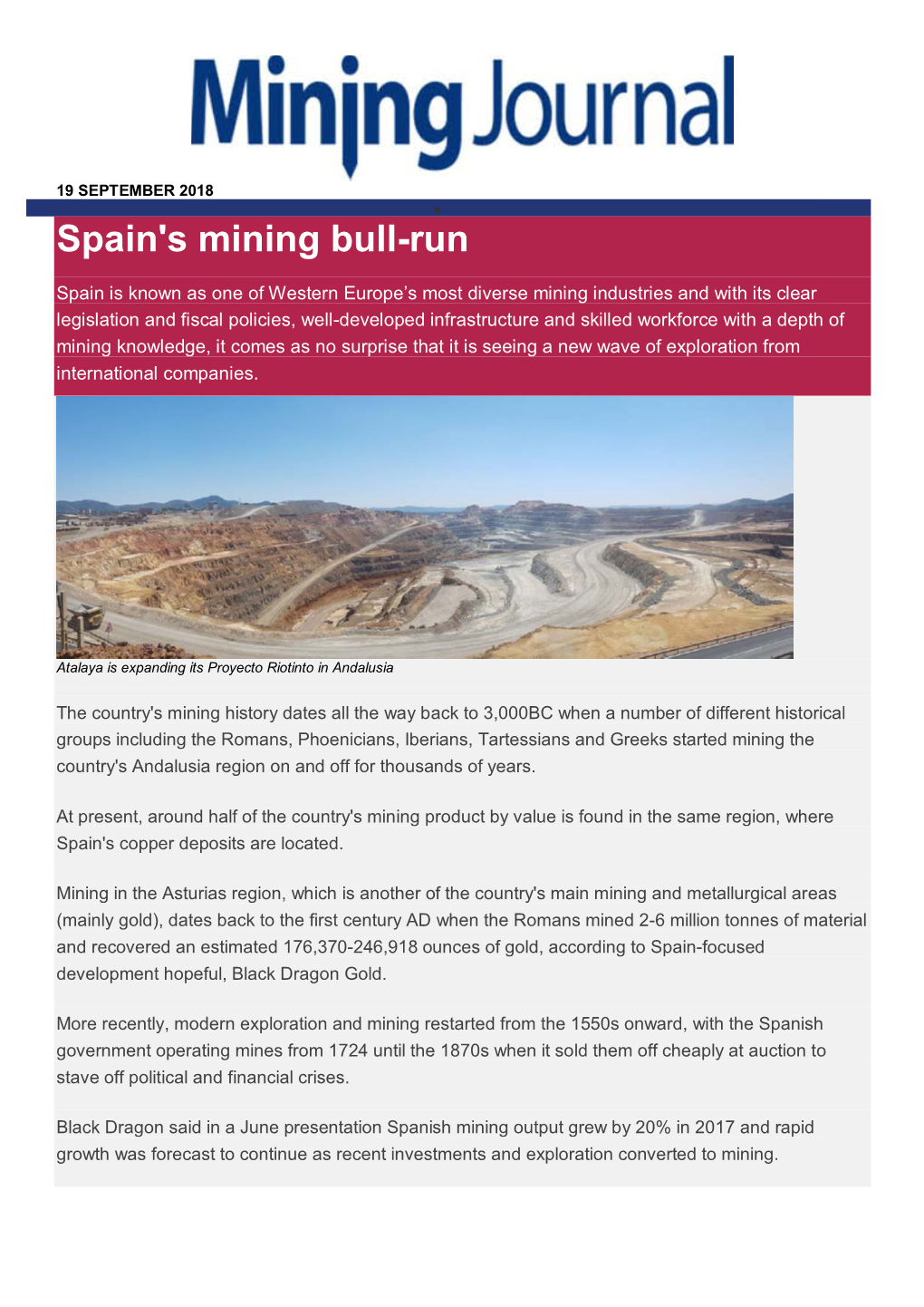 Spain's Mining Bull-Run