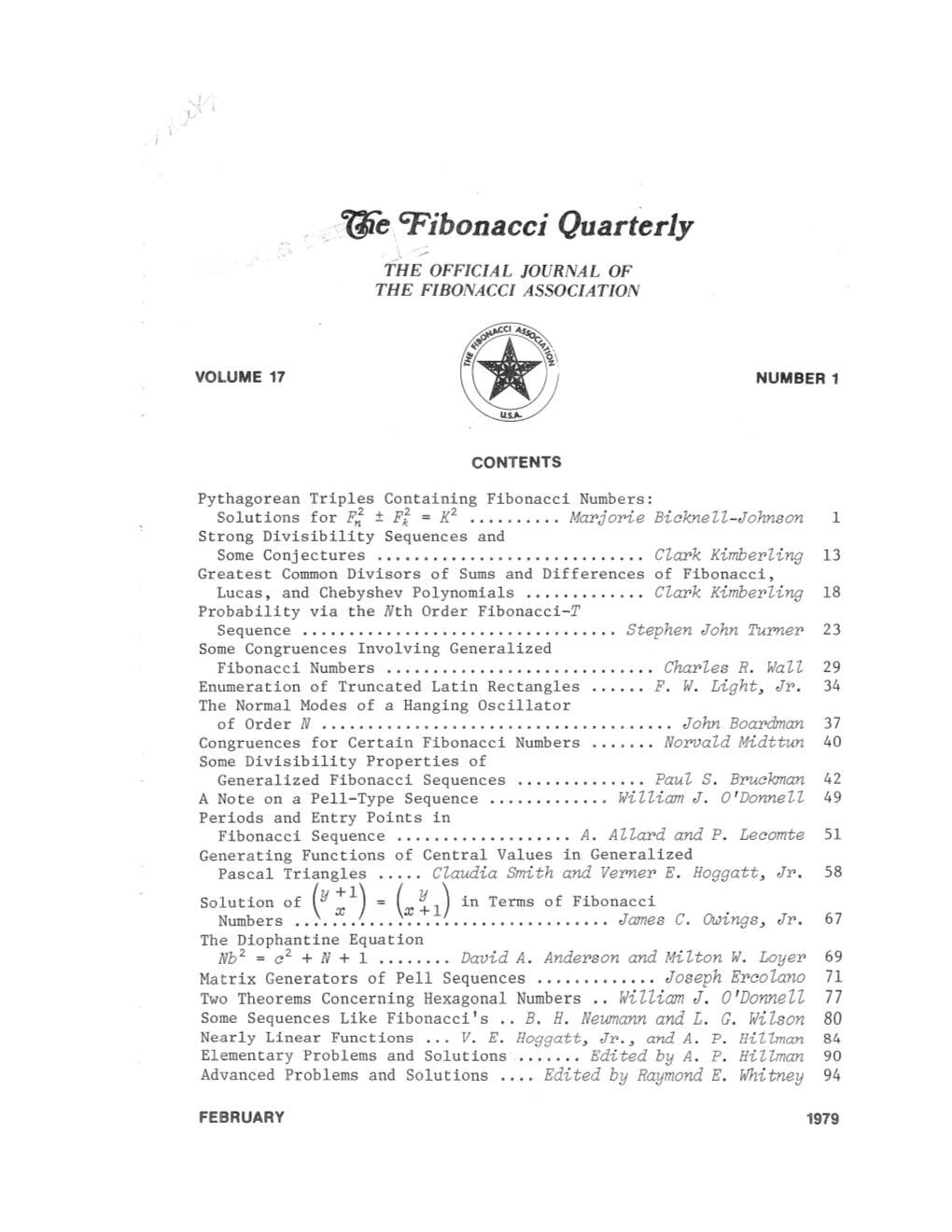 Hie Fibonacci Quarterly