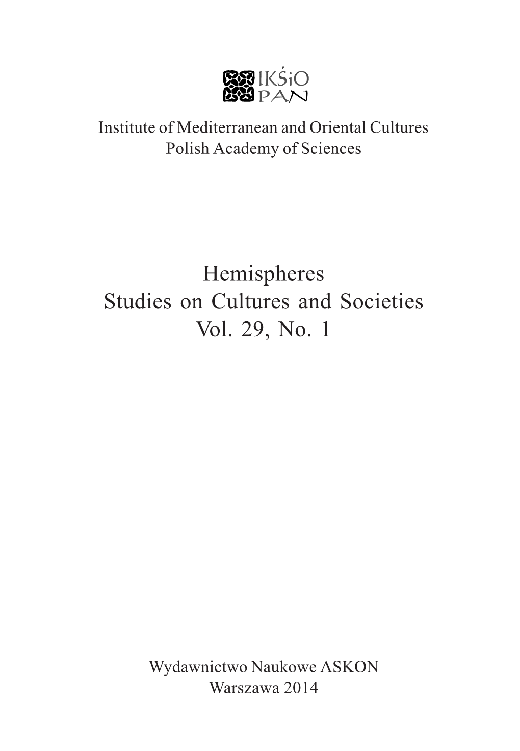 Hemispheres Studies on Cultures and Societies Vol. 29, No. 1