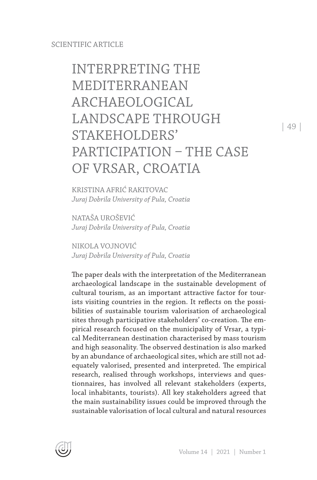 Interpreting the Mediterranean Archaeological