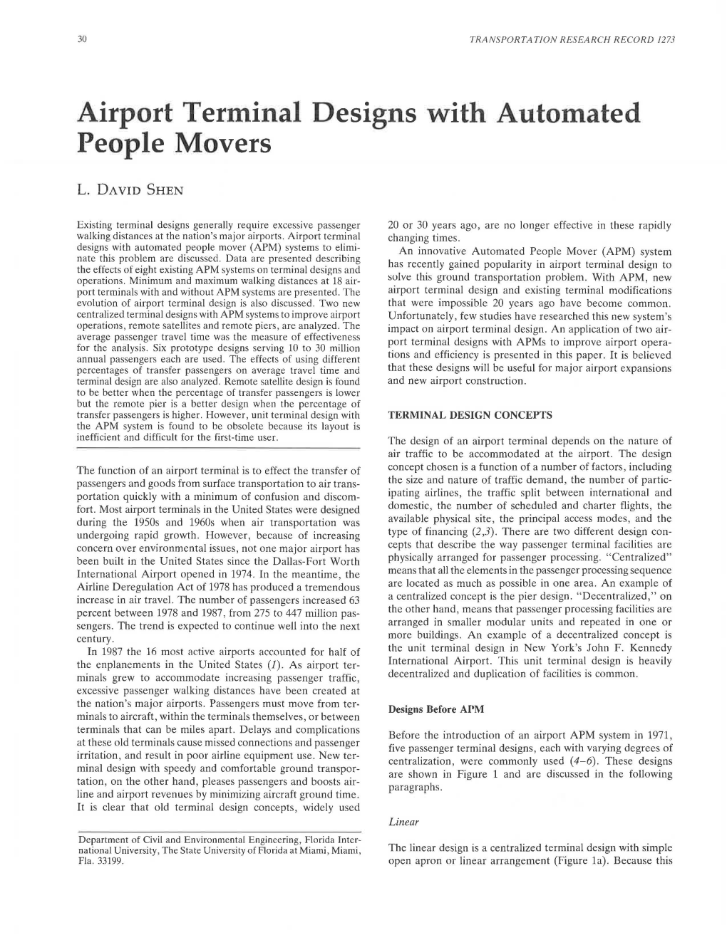 Airport Terminal Designs with Automated People Movers