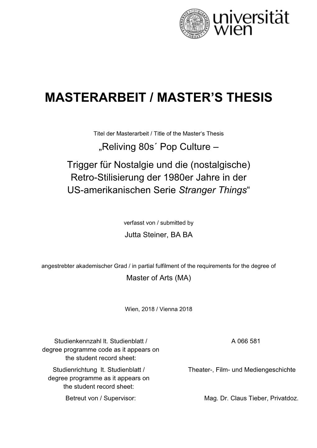 Masterarbeit / Master's Thesis